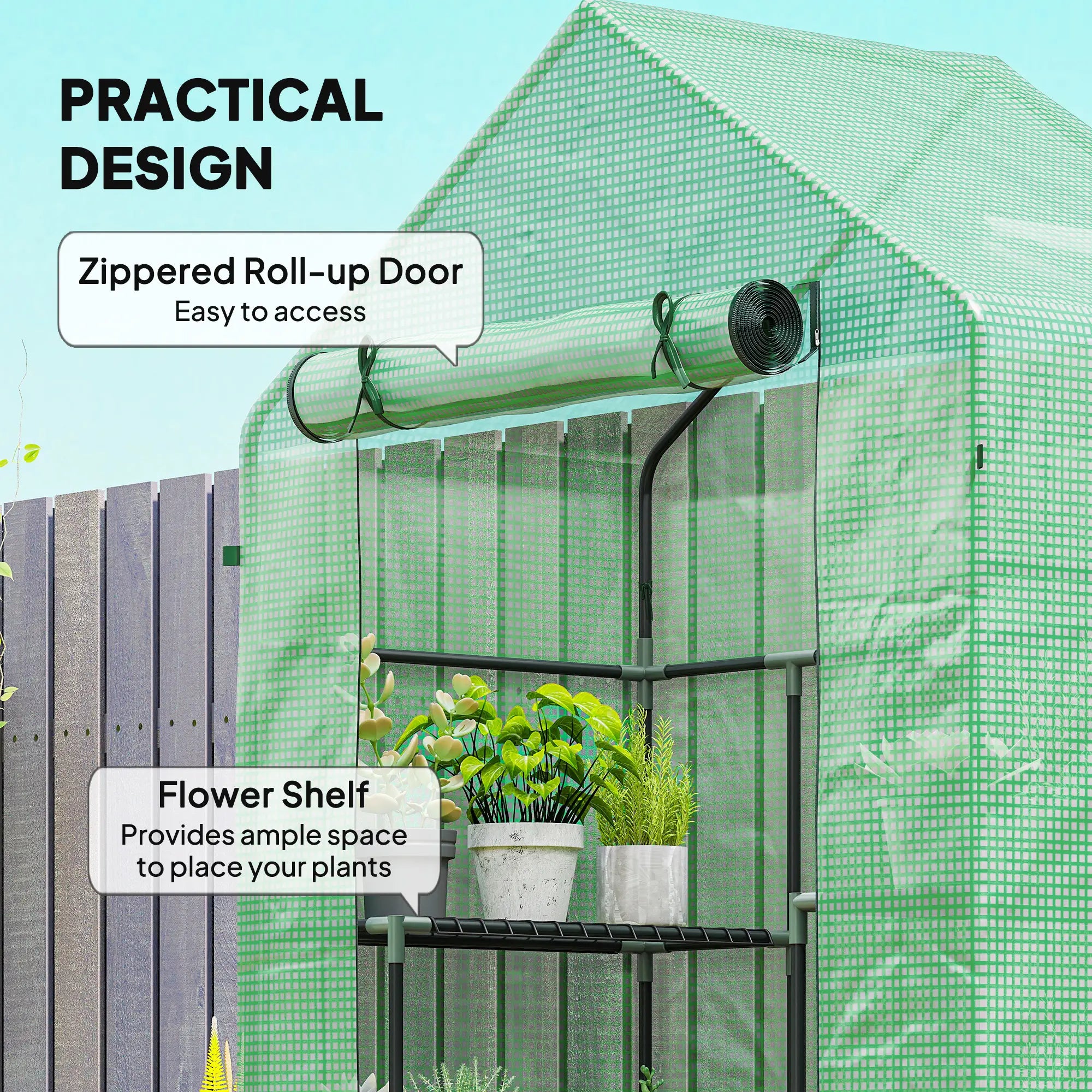 3-Tier Mini Greenhouse, 4 Shelves, Roll-Up Door, 56