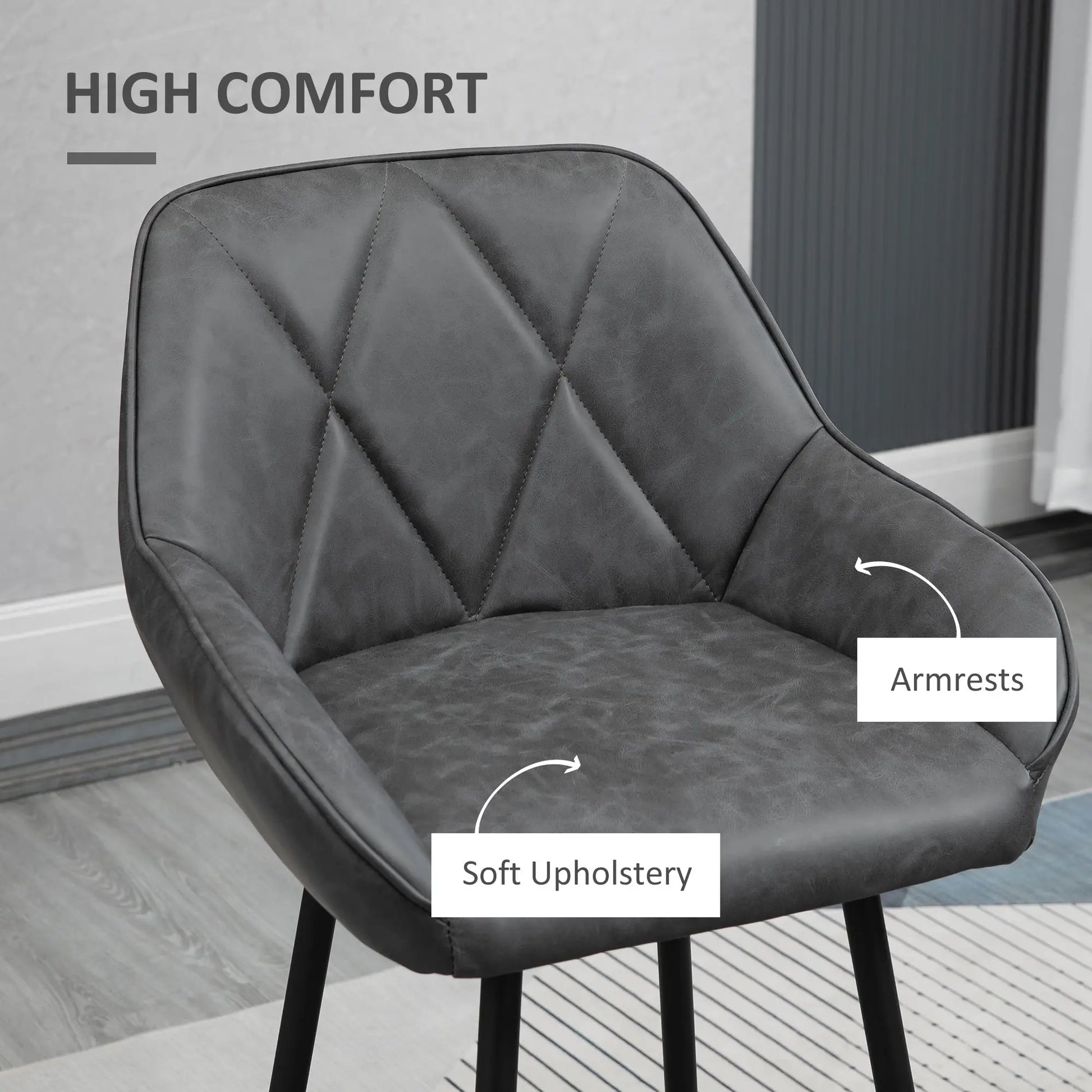 Retro Bar Stools Set of 2, 30" (76 cm.), Kitchen Island Chairs with Backs, Grey Bar Stools at Gallery Canada