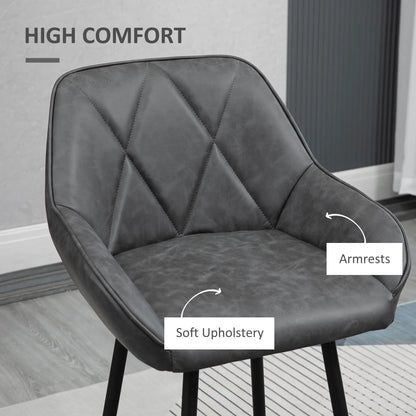 Retro Bar Stools Set of 2, 30" (76 cm.), Kitchen Island Chairs with Backs, Grey Bar Stools at Gallery Canada