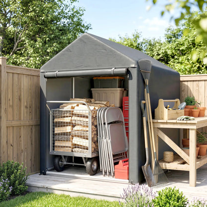 Bike Storage Shed, Motorcycle Shelter, Galvanized Steel, 4x6 Ft, Green Sheds at Gallery Canada