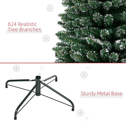 7.5FT Artificial Snow Dipped Christmas Tree, Foldable Stand, Green Pencil Christmas Trees at Gallery Canada