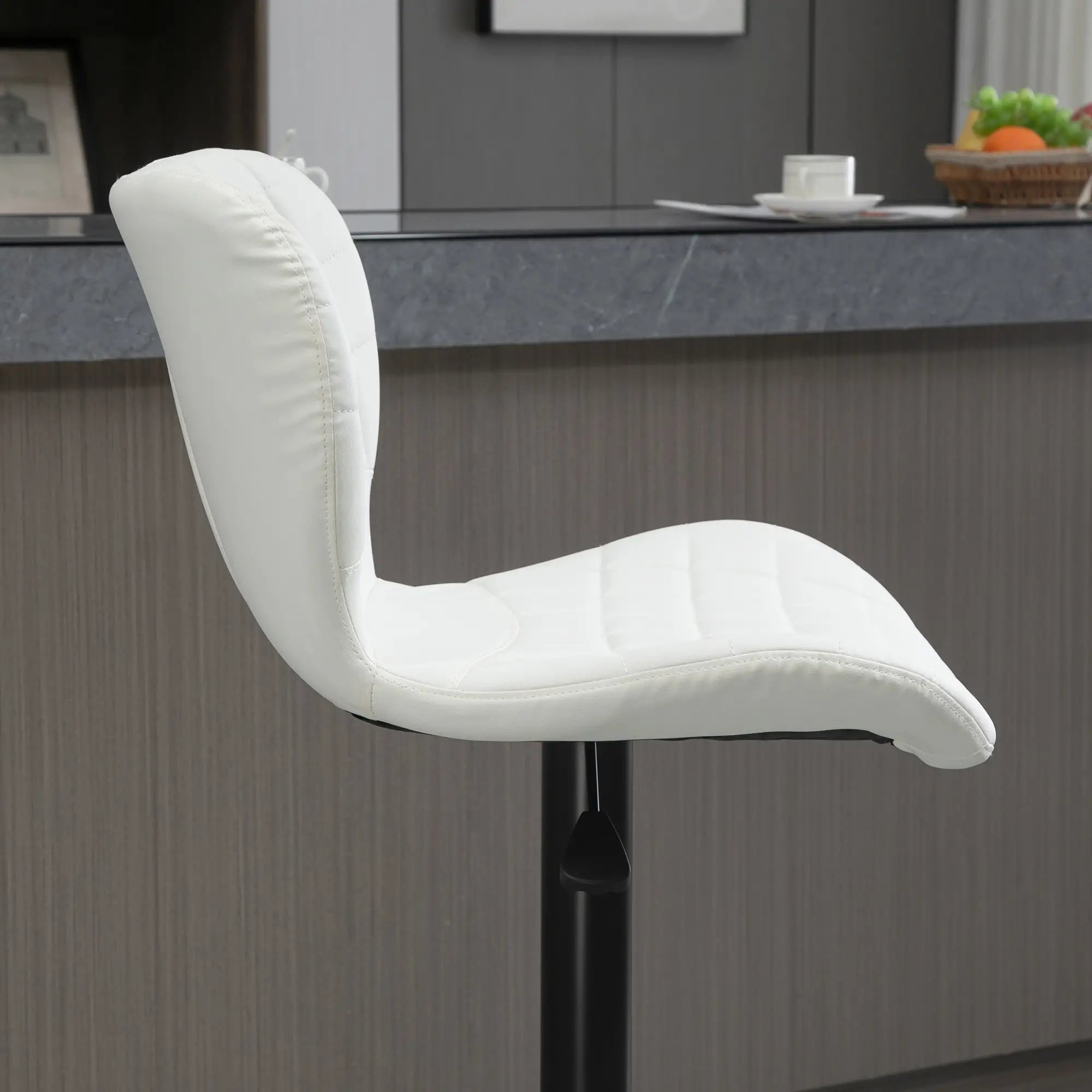 Adjustable Height Swivel Bar Stools, Set of 2, PU Leather, White Bar Stools at Gallery Canada