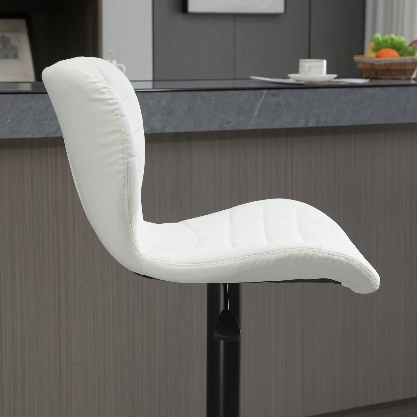 Adjustable Height Swivel Bar Stools, Set of 2, PU Leather, White Bar Stools at Gallery Canada