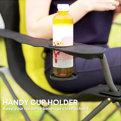 2 Pack Folding Camping Chairs, High Back w/ Cup Holder, Padded, Yellow Picnic Tables & Camping Chairs at Gallery Canada