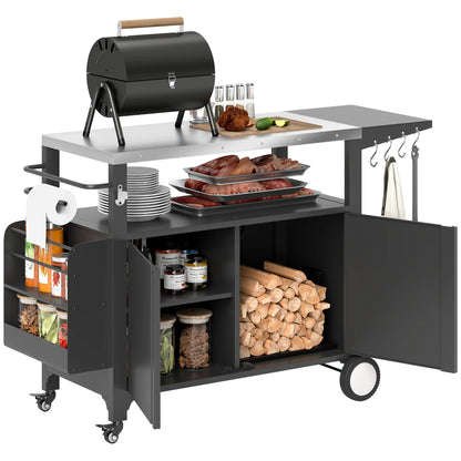 Outdoor Grill Cart With Foldable Side Table, Stainless Steel Tabletop, Pizza Oven Stand Outdoor Grill Carts at Gallery Canada