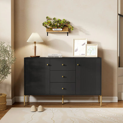 Buffet Cabinet, Modern Sideboard with 3 Drawers and 2 Shelves, Black Storage Cabinets at Gallery Canada