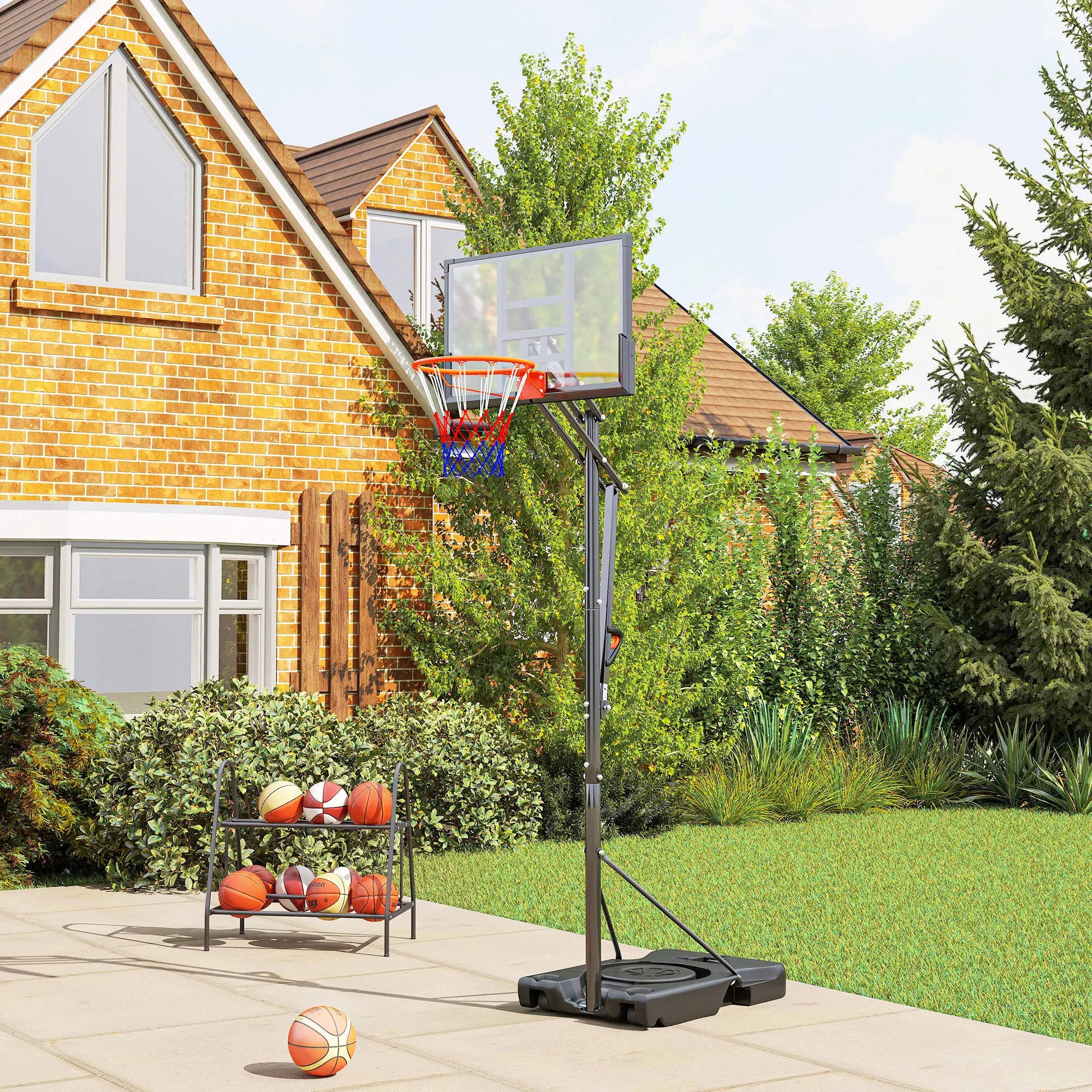 Portable Basketball Hoop, 4.4-10ft with Wheels and 44.5
