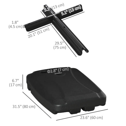 Offset Umbrella Base, Square, Water Sand Filled, 165 lbs, Black Umbrella Bases at Gallery Canada