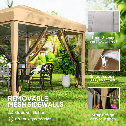 10' x 20' Pop Up Canopy Tent Gazebo, Removable Mesh Sidewalls, Carry Bag, Beige Pop Up Canopies at Gallery Canada
