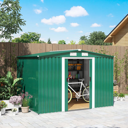 8.5' x 6.8' x 5.8' Garden Storage Shed, Double Sliding Door, 4 Vents, Green Sheds at Gallery Canada