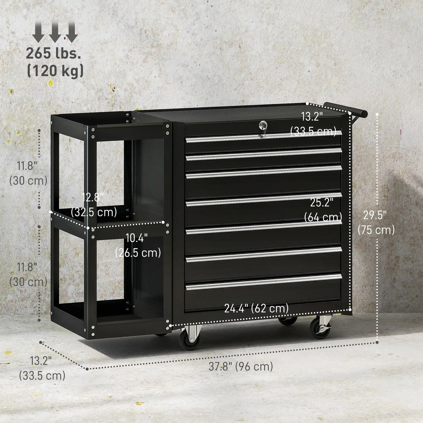 7-Drawer Rolling Tool Chest, Lockable Cabinet, Black Tool Organizers at Gallery Canada