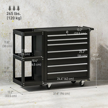 7-Drawer Rolling Tool Chest, Lockable Cabinet, Black Tool Organizers at Gallery Canada