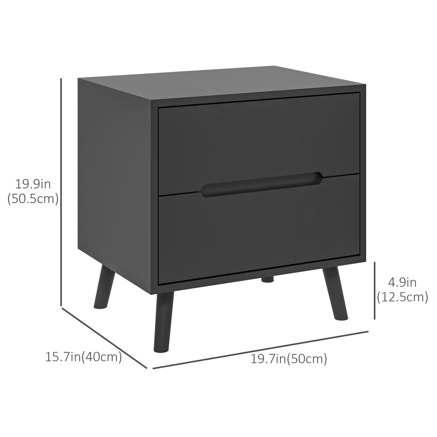 Modern Nightstand, Night Table with 2 Drawers, Bed End Table with Solid Wood Legs for Bedroom Bedside Tables at Gallery Canada
