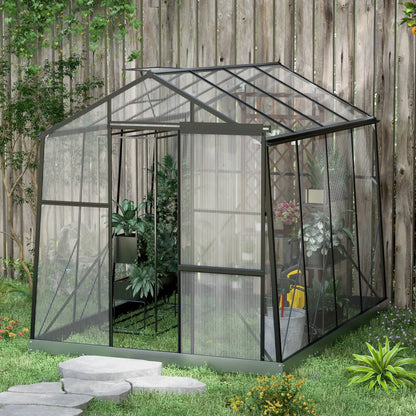 6' x 8' Polycarbonate Greenhouse, Aluminum, Sliding Door, 5-Level Roof Vent Walk In Greenhouses at Gallery Canada