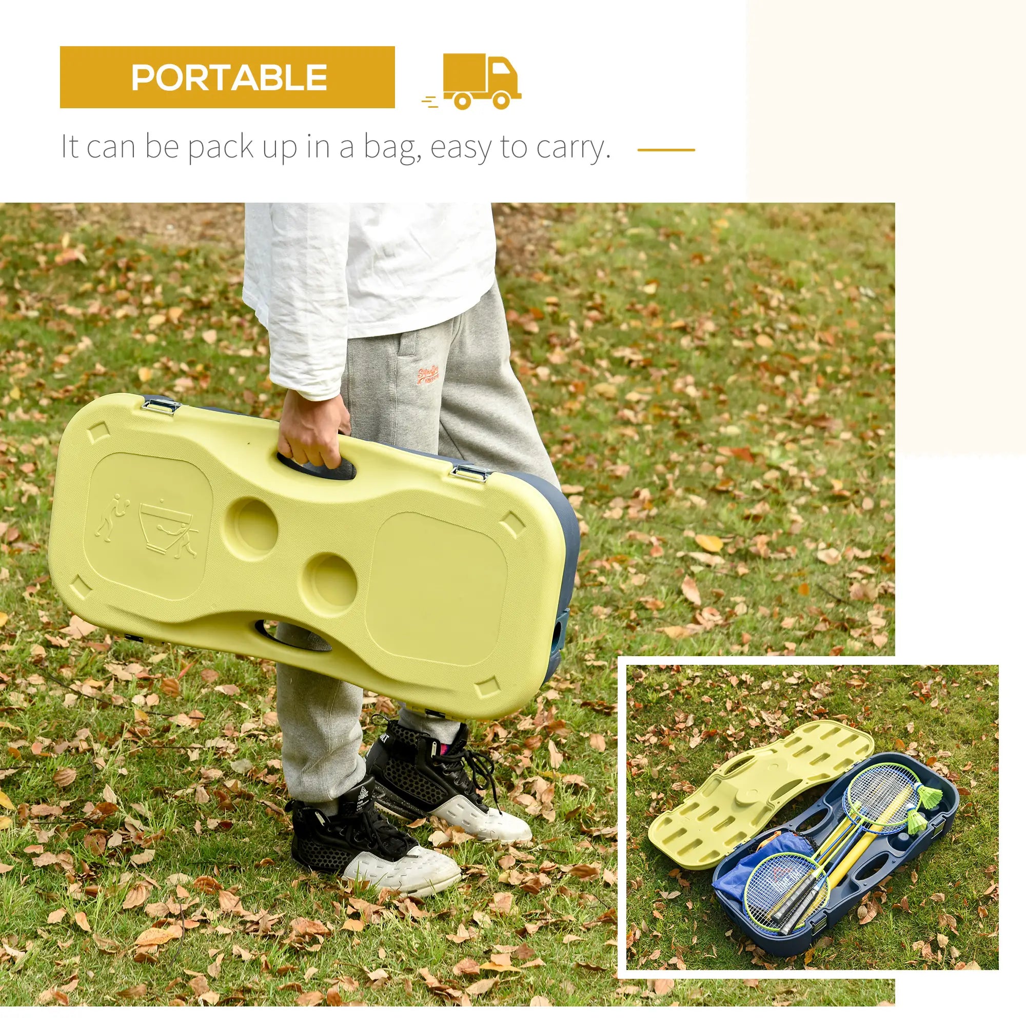 Portable Badminton Net Set, 9.5x5 ft, Foldable, Includes Rackets, Shuttlecocks Badminton at Gallery Canada