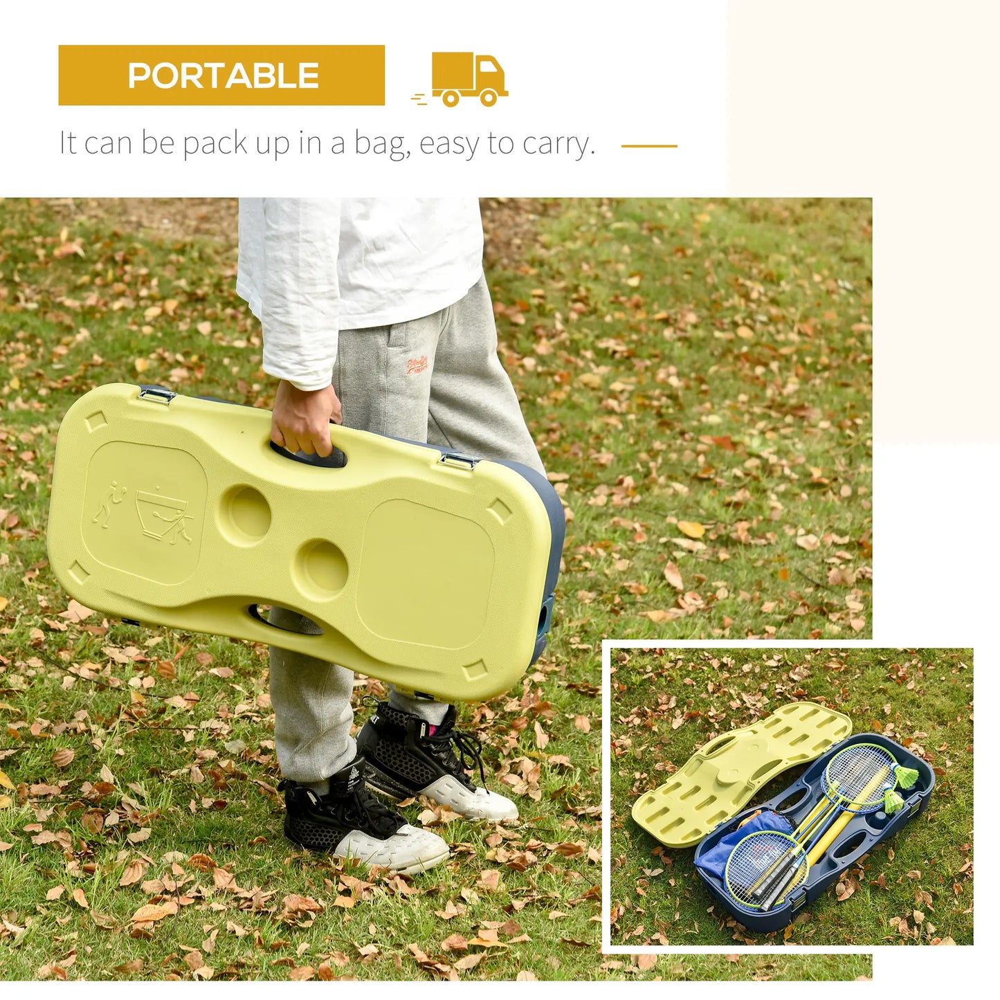 Portable Badminton Net Set, 9.5x5 ft, Foldable, Includes Rackets, Shuttlecocks Badminton at Gallery Canada