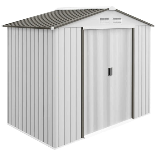 7' x 4' x 6' Garden Storage Shed, Metal Tool House, Silver