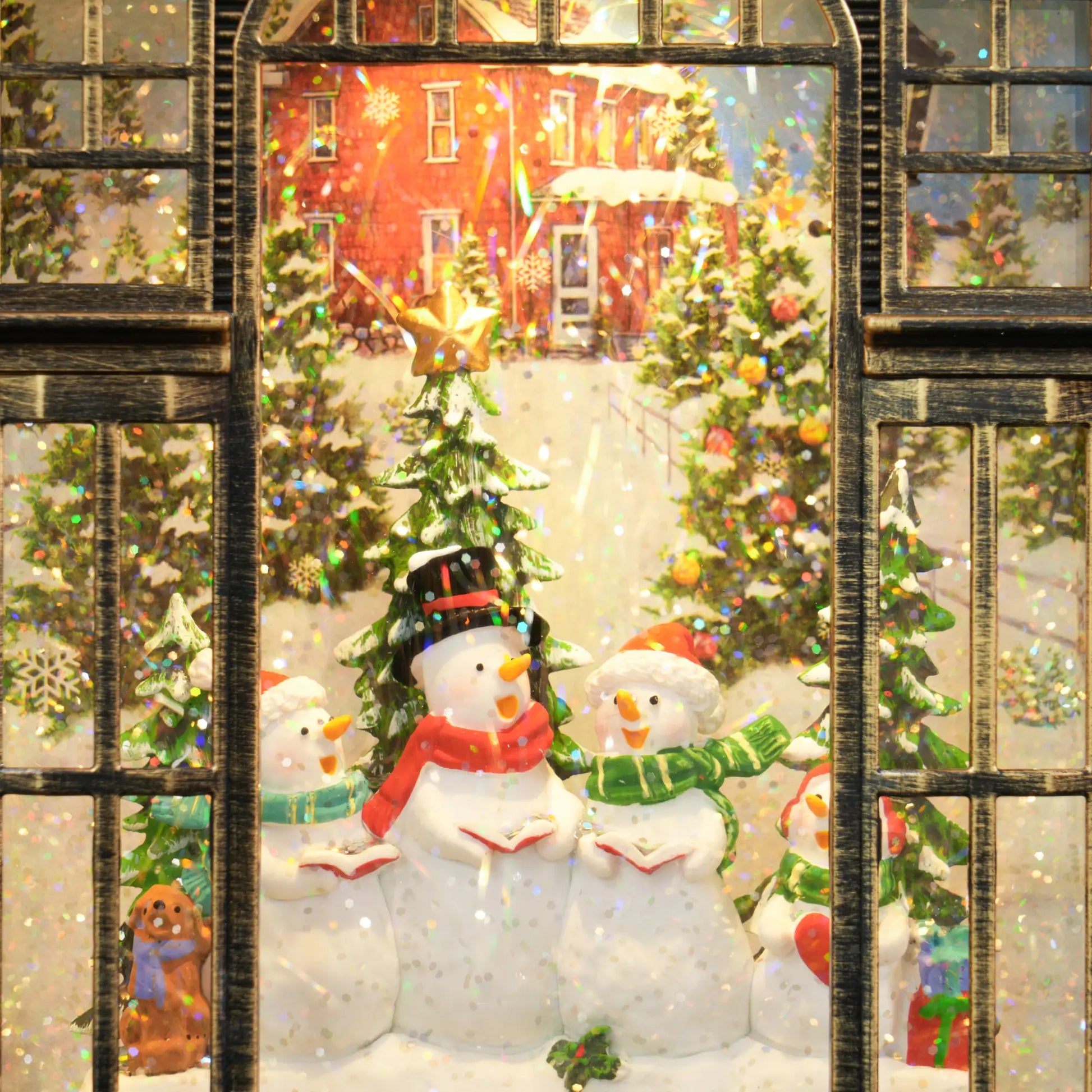 Musical Snow Globe with Lights, Christmas Lantern, Swirling Glitter, Bronze Christmas Village Houses at Gallery Canada