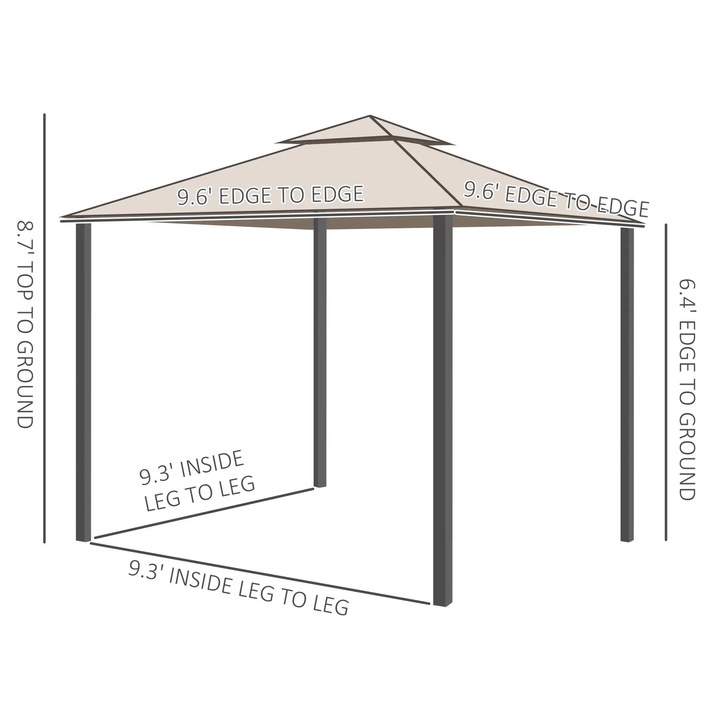 10' x 10' Outdoor Gazebo, Steel Frame, Canopy Shelter, Brown Gazebos at Gallery Canada