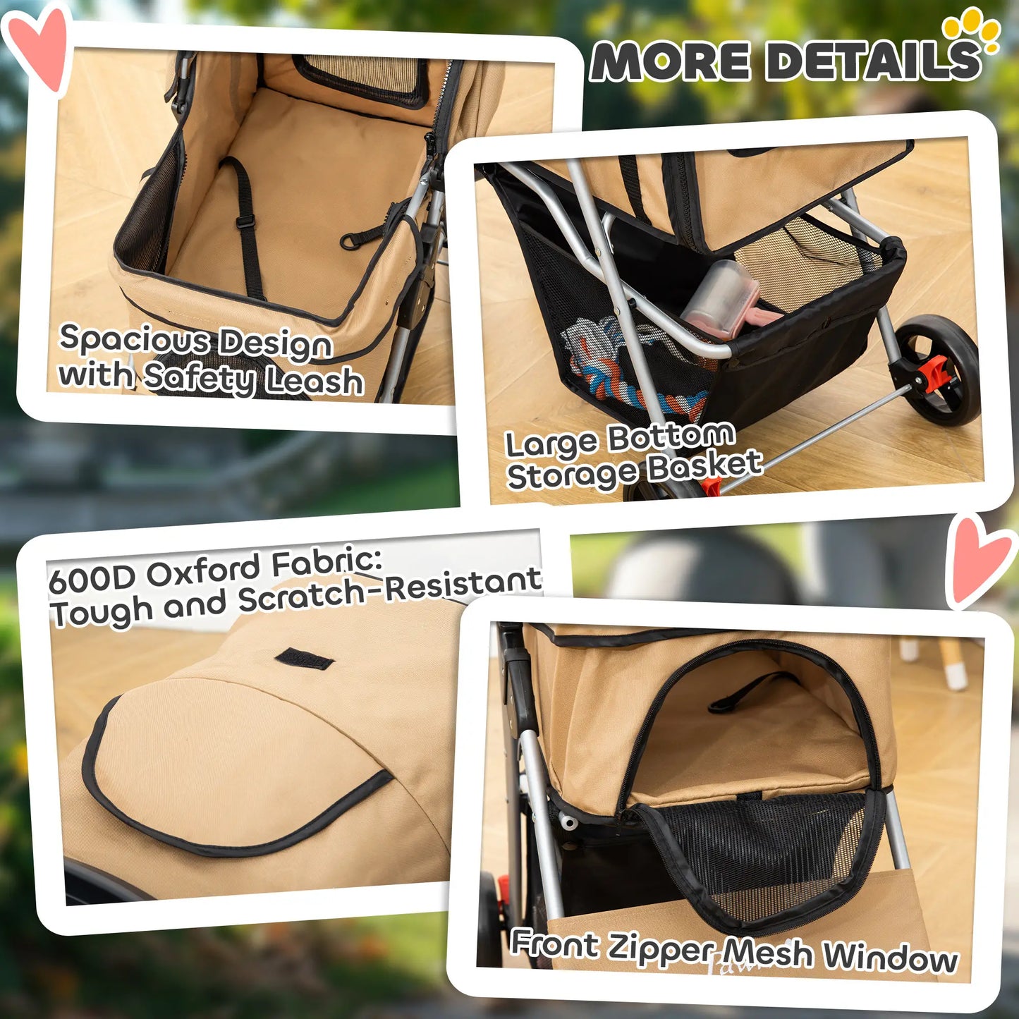 Foldable Pet Stroller, 4 Wheels, Storage Basket, Cup Holder, Coffee Dog Bike Trailers & Strollers at Gallery Canada