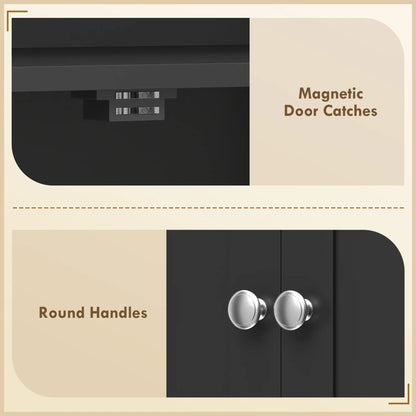 65" Kitchen Cabinet, Pantry With 4 Doors, 16 Shelves, Black Kitchen Pantry Cabinets at Gallery Canada