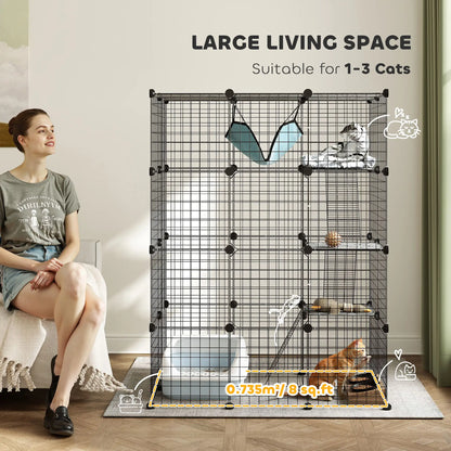 4-Tier Large Cat Cage with Hammock, Platforms, Ramps, Black Outdoor Cat Enclosures at Gallery Canada