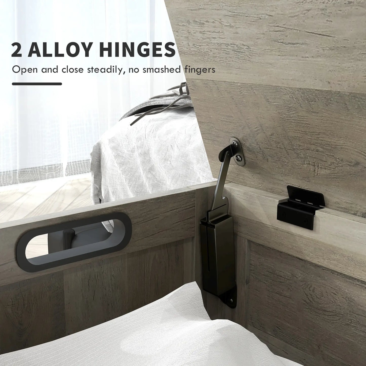 Storage Trunk, Entryway Bench with Side Handles, Distressed, Grey Storage Cabinets at Gallery Canada