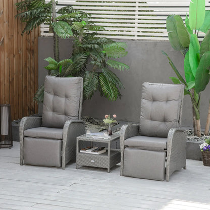 3 Pc Patio Wicker Bistro Set, PE Rattan Table, Adjustable Chairs, Grey Bistro Sets at Gallery Canada
