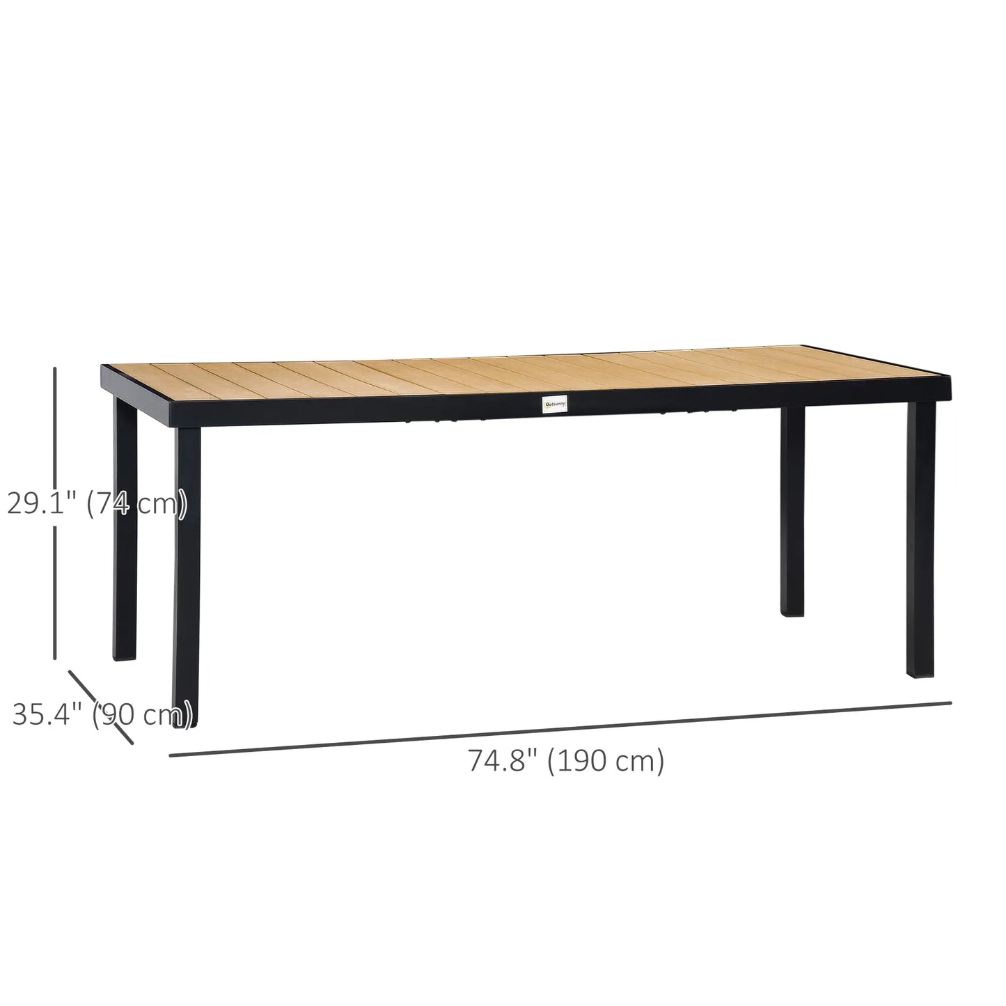 75" x 35" Outdoor Dining Table, Rectangular Aluminum Frame, All-Weather Faux Wood Top, Natural Patio Dinning Tables at Gallery Canada