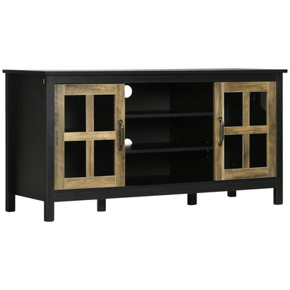 TV Stand for 55 Inch TVs, Adjustable Shelves, Cable Holes, Black TV Stands Black, Light Walnut at Gallery Canada