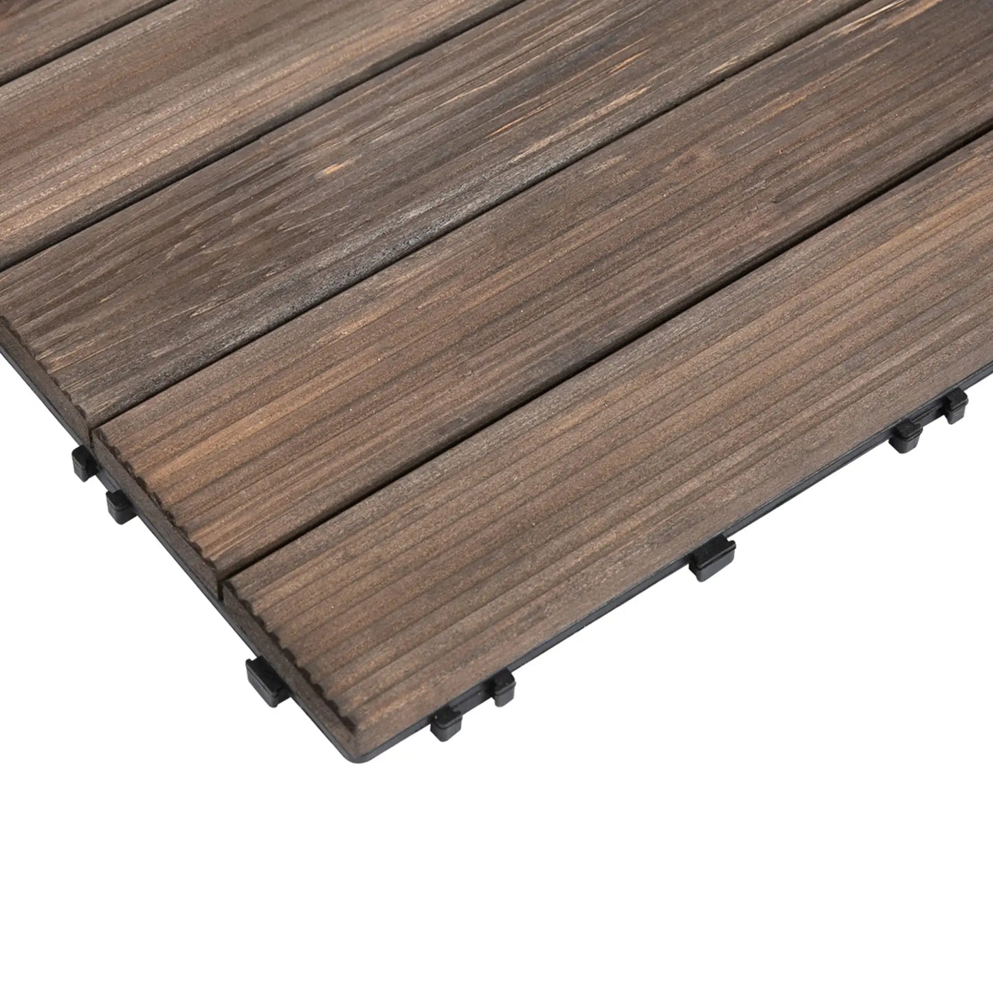 27 Pcs Wood Interlocking Deck Tiles, 12 x 12in, Black Deck Tiles at Gallery Canada