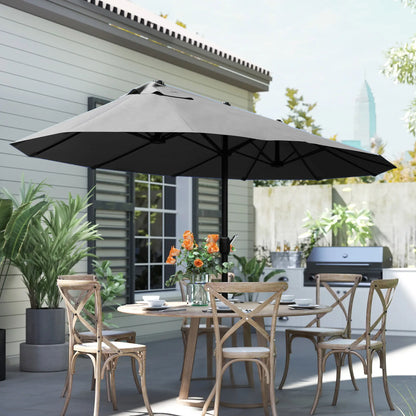 15ft Double-Sided Sun Umbrella, Twin Canopy, Crank, Black Sun Umbrellas at Gallery Canada