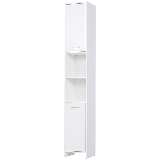 Tall Bathroom Vanities, Narrow Bathroom Cabinets with 2 Doors, Open Compartment and Adjustable Shelves, White - Gallery Canada