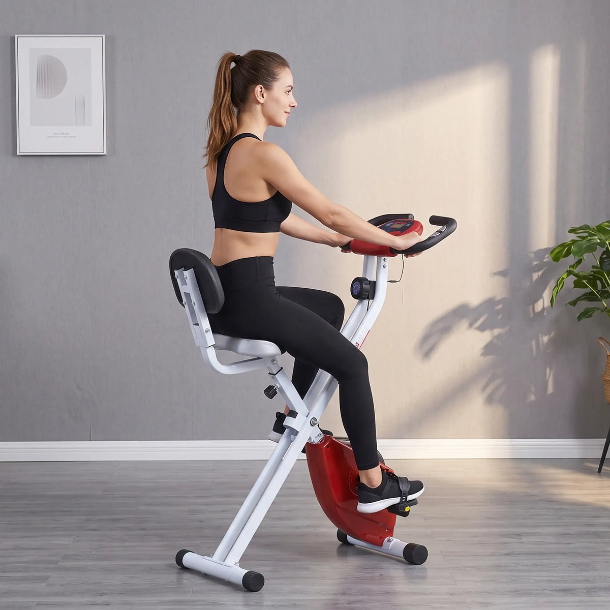 Foldable Indoor Bike, 8 Level Magnetic Resistance, Cardio Exercise, Red Exercise & Stationary Bikes at Gallery Canada