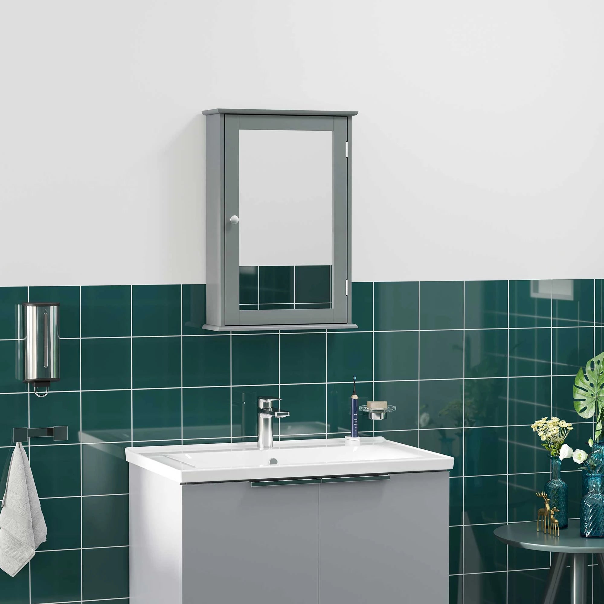 Wall Mounted Bathroom Mirror Cabinet, With Door and Shelves, Grey Mirror Medicine Cabinets at Gallery Canada