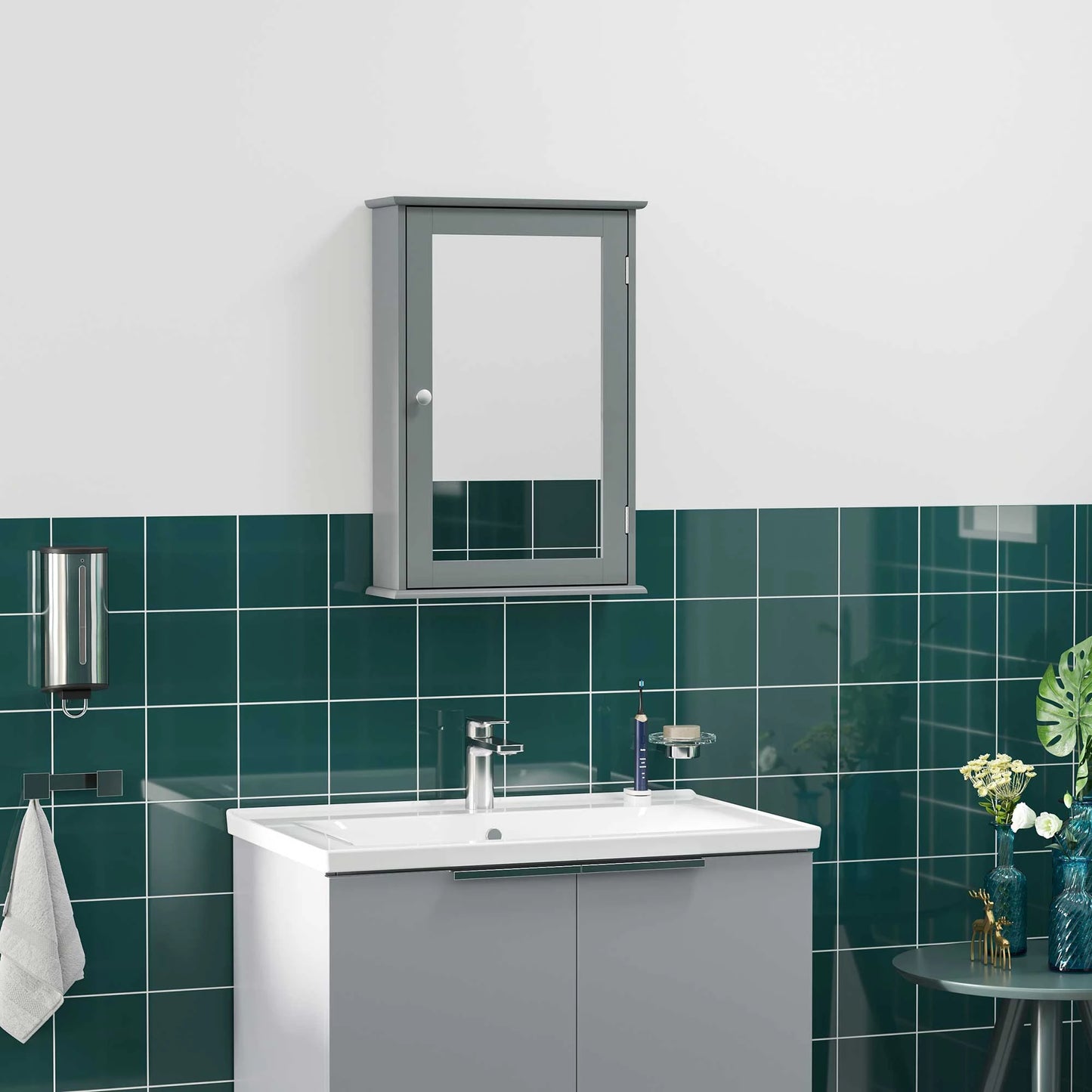 Wall Mounted Bathroom Mirror Cabinet, With Door and Shelves, Grey Mirror Medicine Cabinets at Gallery Canada