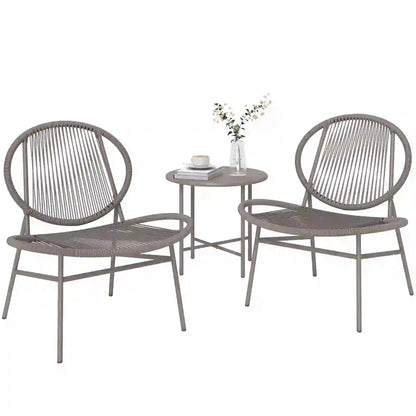 Rattan Bistro Set, 3 Piece Wicker Patio Furniture, Light Grey Bistro Sets at Gallery Canada