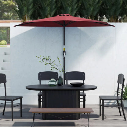 9ft Half Round Patio Umbrella, 5 Ribs, Sun Shade, Wine Red Half Round Umbrellas at Gallery Canada