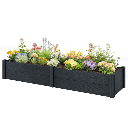 Vinyl Raised Garden Bed Kit, 6.5 x 2 x 1ft, Grey Wood Effect, Grey Wooden Planter Boxes Grey Wood Effect at Gallery Canada