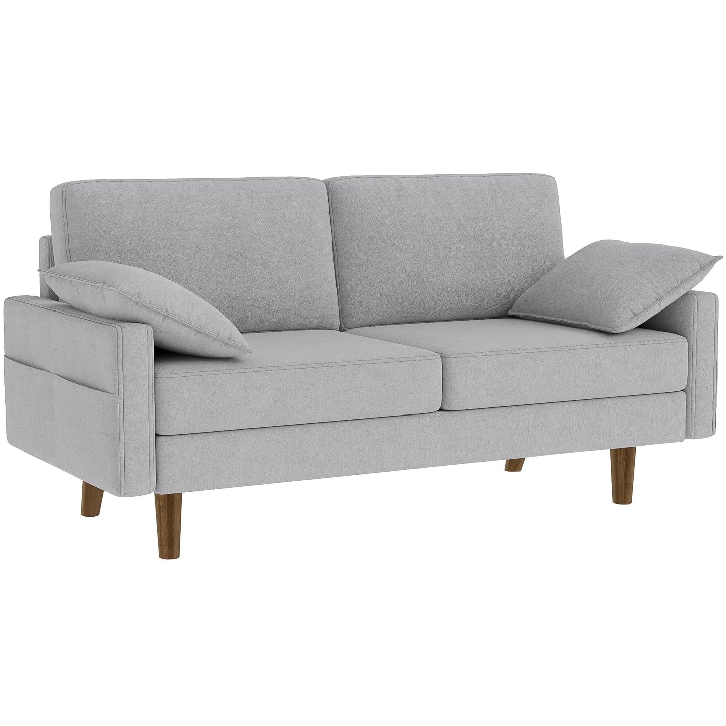 3 Seater Velvet Sofa, Spring Cushions, Rubber Wood Legs, Grey 3-Seater Sofas at Gallery Canada