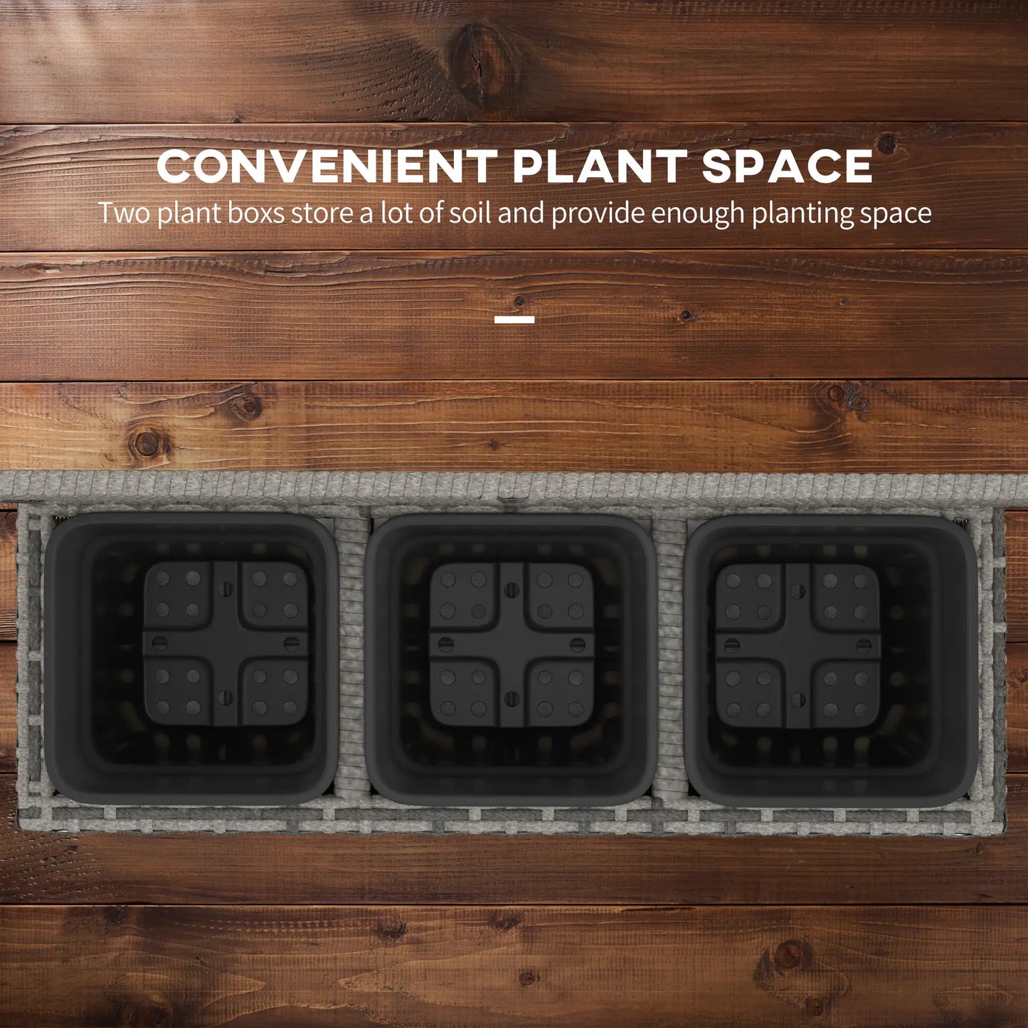 Lit de jardin surélevé en osier avec treillis, 42" de hauteur, gris mélangé