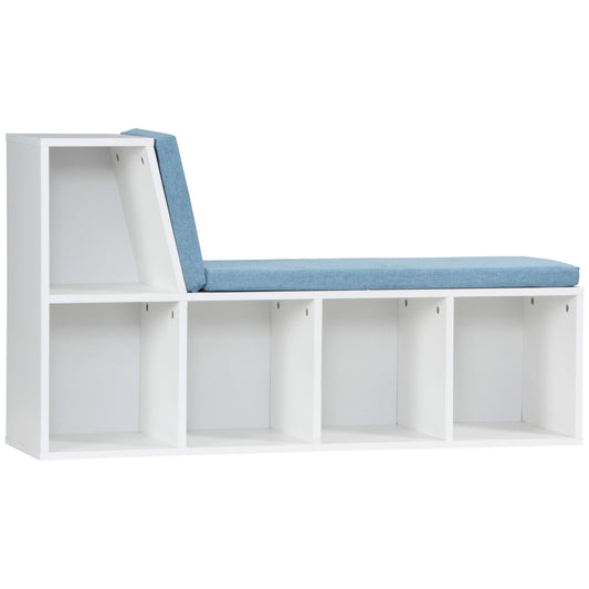5-Cube Bookshelf with Storage, Cushioned Reading Nook, Blue Small Bookshelves White, Blue at Gallery Canada