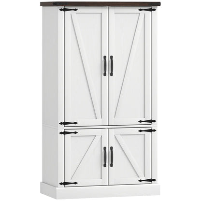 53.5 Inch Pantry Cabinet, Adjustable Shelves, 6 Door Spice Racks, White Kitchen Pantry Cabinets White at Gallery Canada