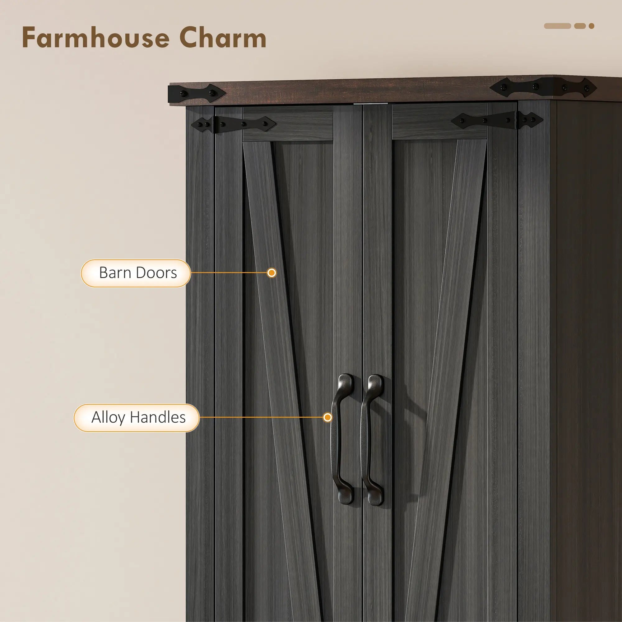 72 Inch Pantry Cabinet, Farmhouse Kitchen Storage with Adjustable Shelves, Black Kitchen Pantry Cabinets at Gallery Canada