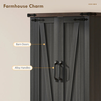 72 Inch Pantry Cabinet, Farmhouse Kitchen Storage with Adjustable Shelves, Black Kitchen Pantry Cabinets at Gallery Canada