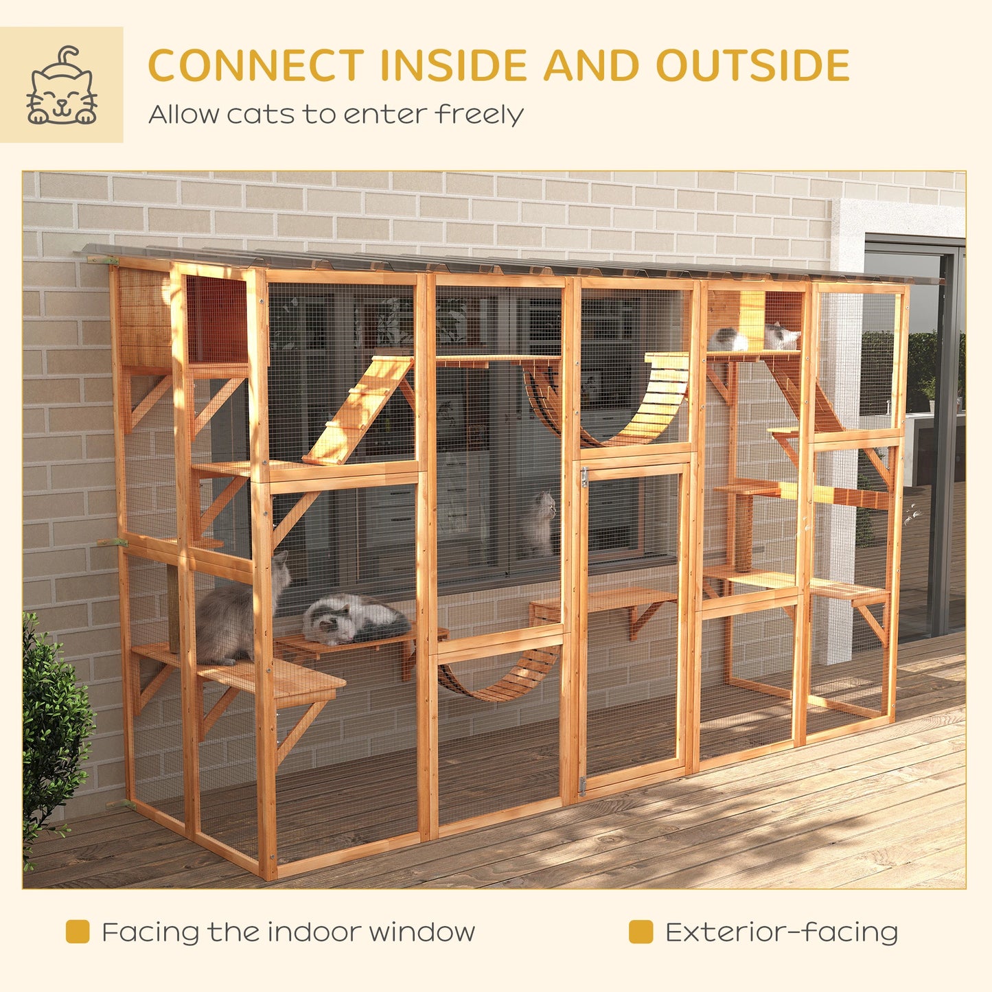 Large Outdoor Catio, Condos, Platforms, Doors, Ladders, Weather-Resistant Roof, Orange Outdoor Cat Enclosures at Gallery Canada