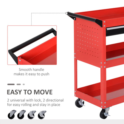 Tool Cart on Wheels, Ball Bearing Drawer, Storage Trays, Red Tool Organizers at Gallery Canada