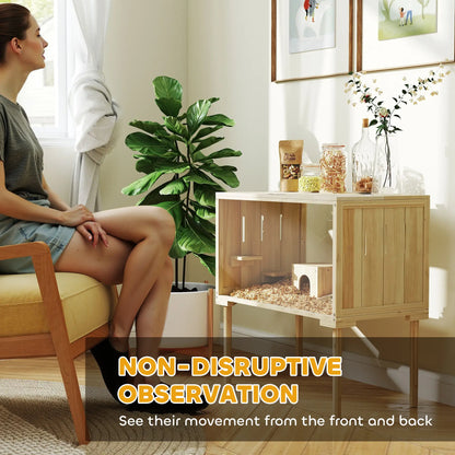 28"L Wooden Hamster Cage, Seesaw, Water Bottle, Food Dish, Hut, Transparent Panel Hamster Cages at Gallery Canada