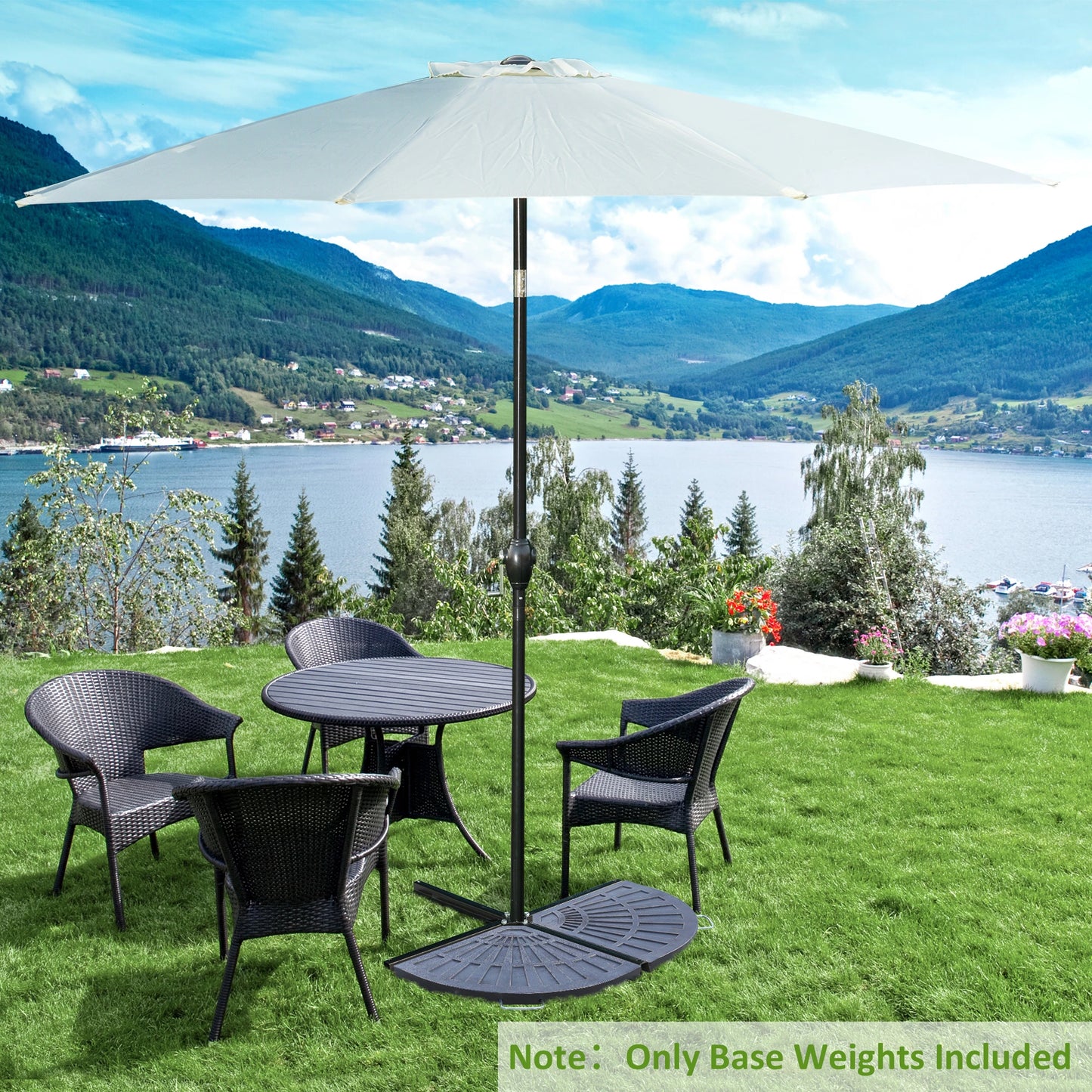 2pc Portable Umbrella Base Weights 61.6lbs, Resin, Flabelliform, Bronze Umbrella Bases at Gallery Canada