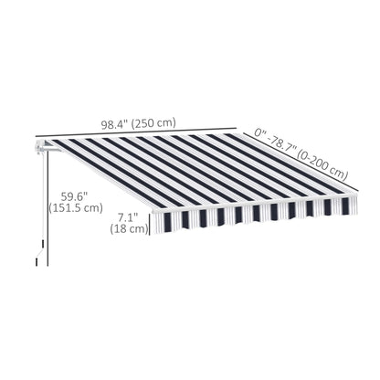 8' x 7' Retractable Awning, UV Water-Resistant Fabric, Aluminum Frame, Blue White, Blue Deck Awnings at Gallery Canada